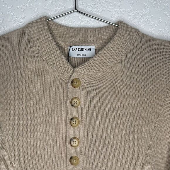 NWT LNA CLOTHING Baylee Henley Sweater Tan XS - Picture 4 of 13